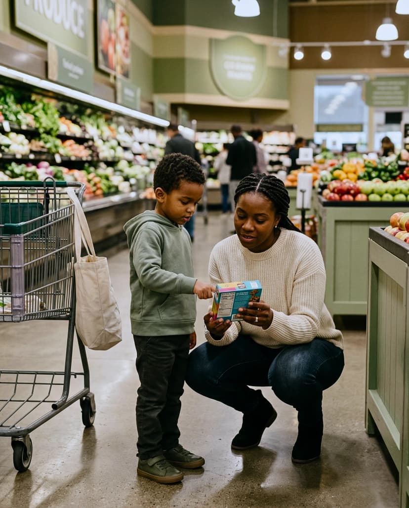 Parent and child shopping together