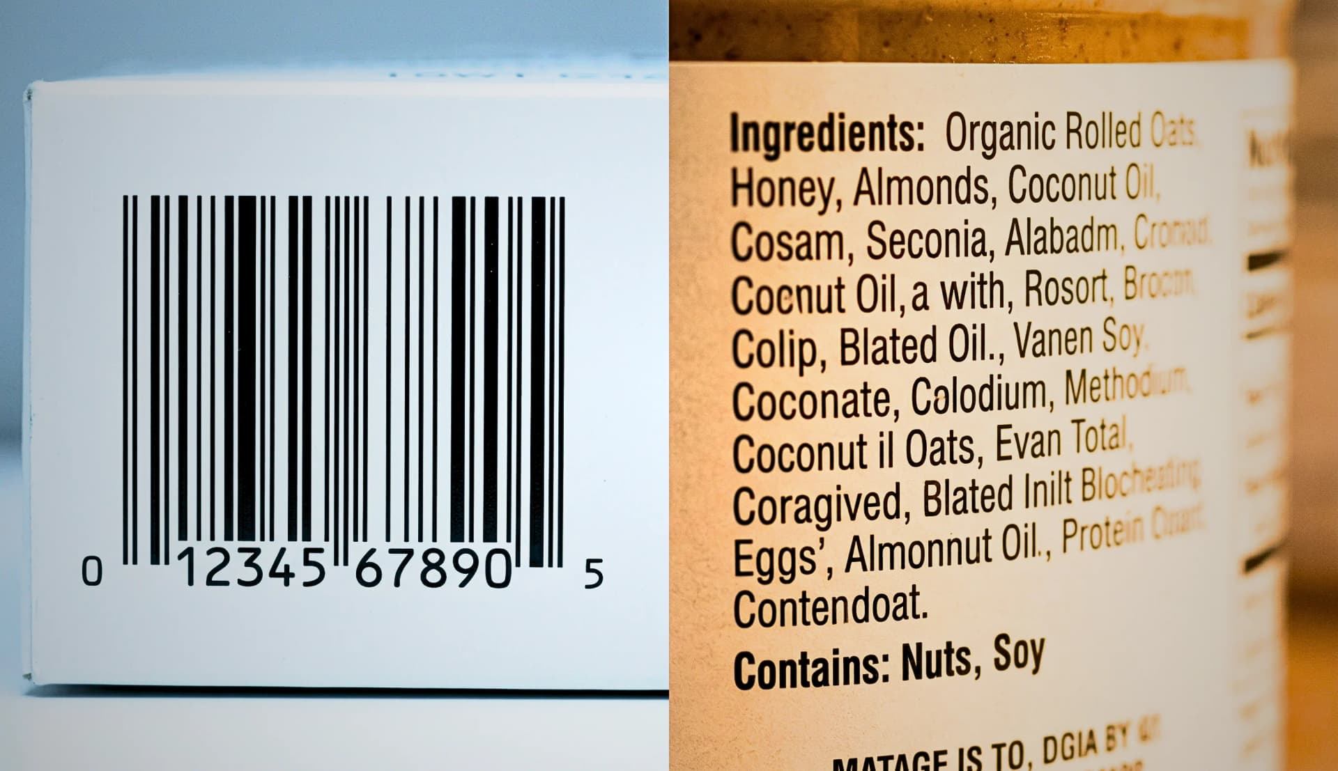Barcode versus ingredient label comparison