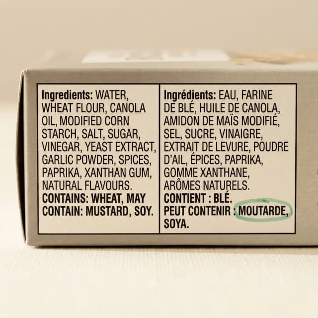 Bilingual Canadian food label